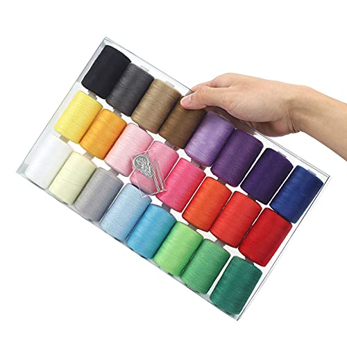 NEX Sewing Thread Assortment Cotton Spools Thread Set for Sewing Machine,  24 Colors 1000 Yards Each